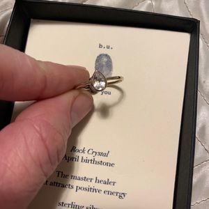 Tear drop ‘diamond’ April birthstone ring